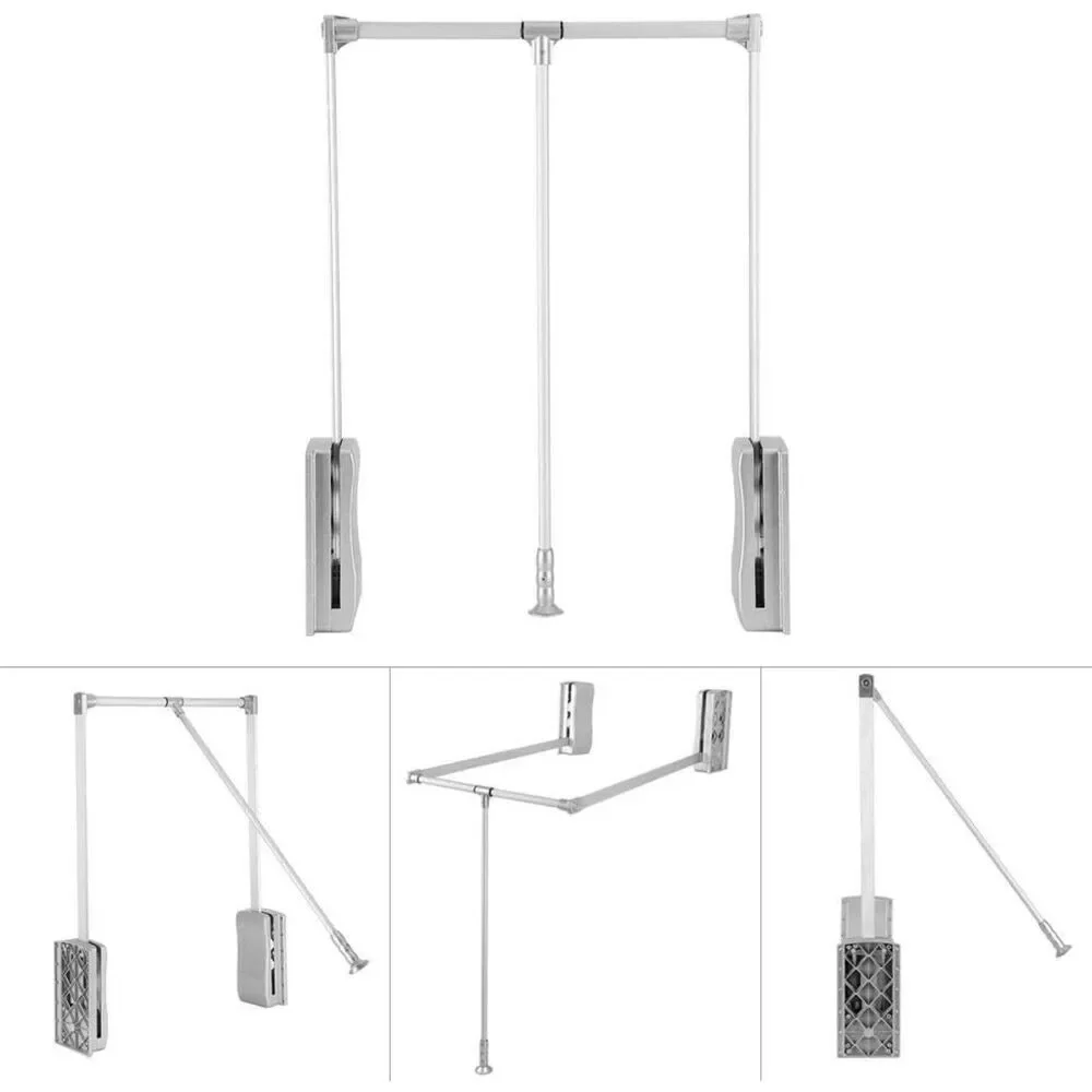 Pull Down Closet Rod, Adjustable 35-47 Inch, Silver